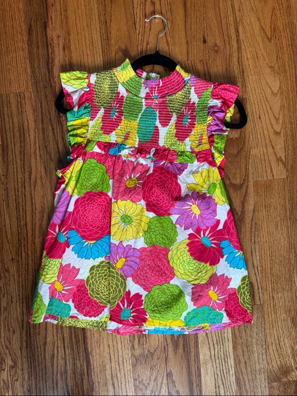 THML Multicolor Floral Smocked Top — Pink, Yellow, Green, Blue